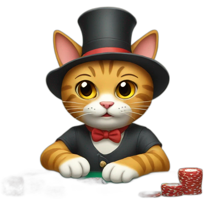 Cat playing poker emoji