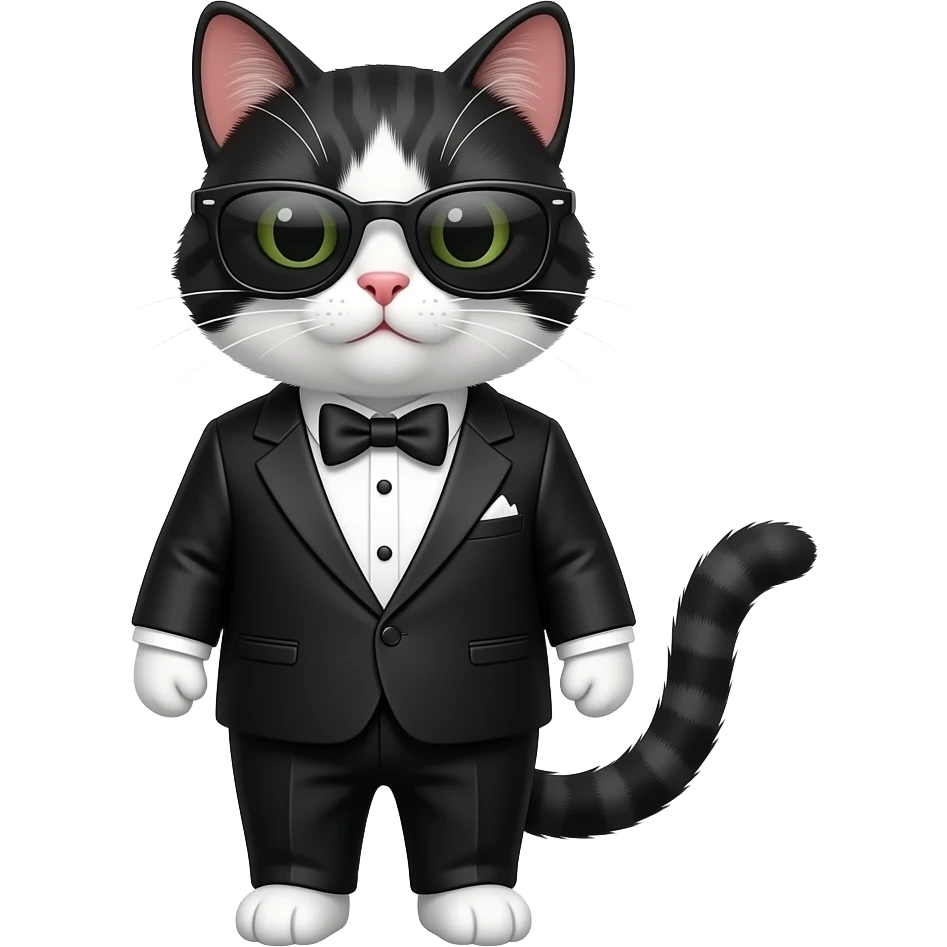 black with white cat with sunglass emoji