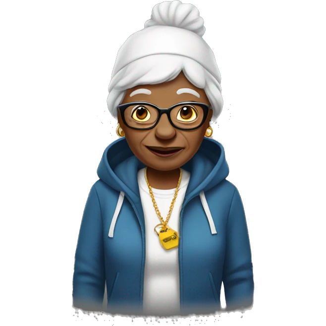 Grandmother dressed like a rapper emoji