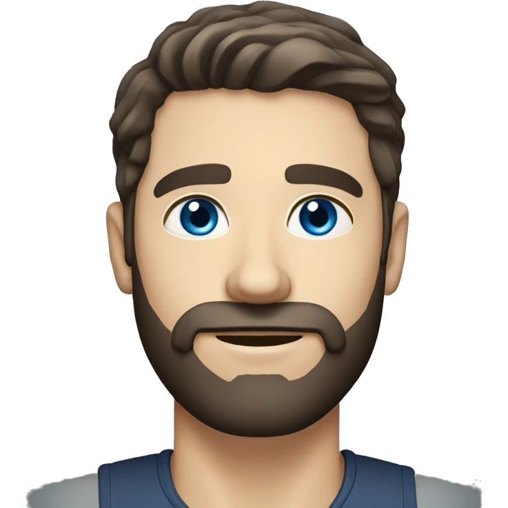 white male dark brown hair, short beard and blue eyes emoji