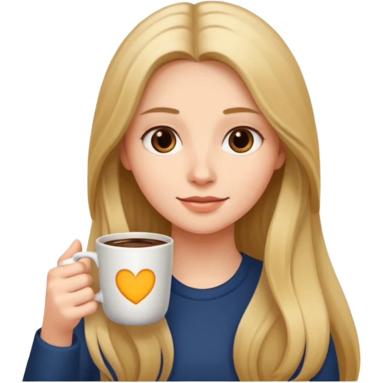 девушка с длинными волосами и с кофе emoji