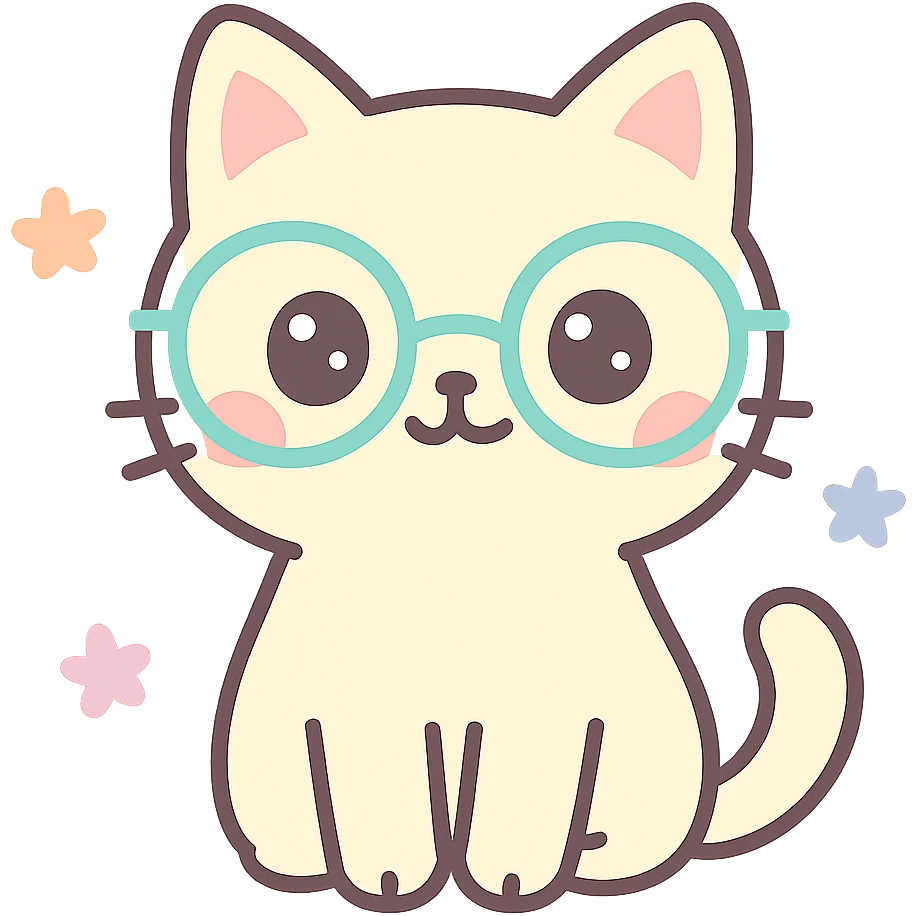 cat in glasses, colorful, vibrant emoji