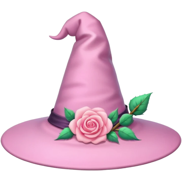 Pink Pastel Witch Hat With Rose emoji