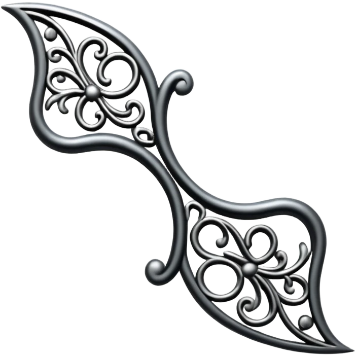 Black and silver filigree page divider, 3D, extremely detailed design emoji