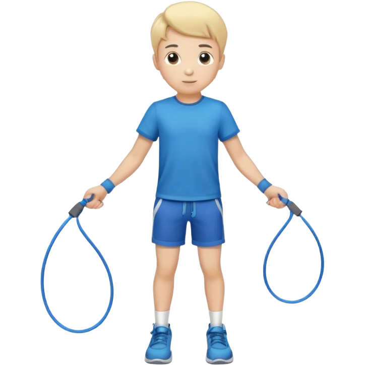 Boy with Skipping Rope on start to skip pose emoji