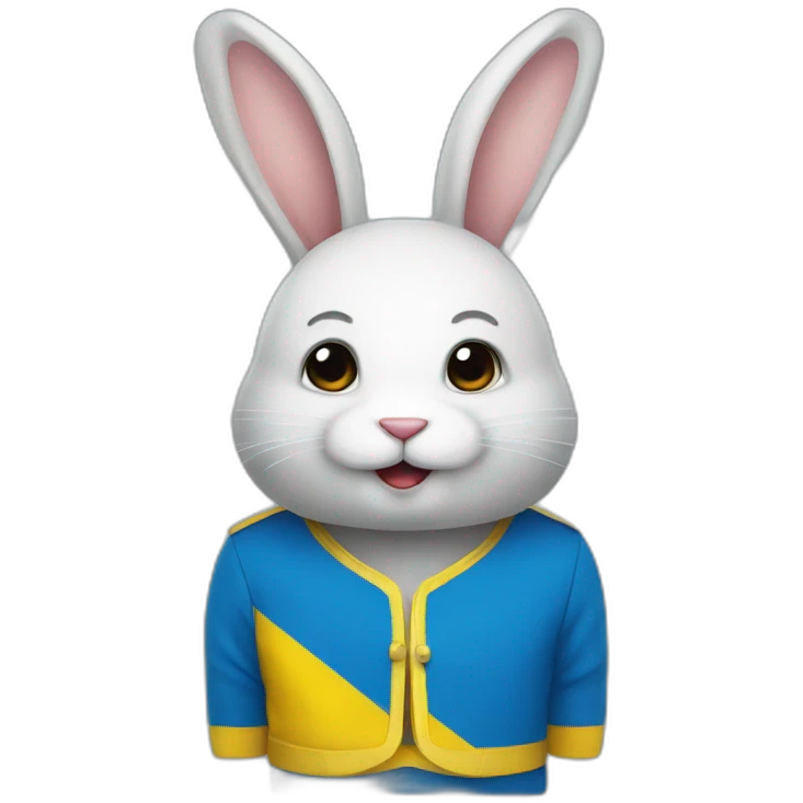 rabbit in a Ukrainian flag costume emoji