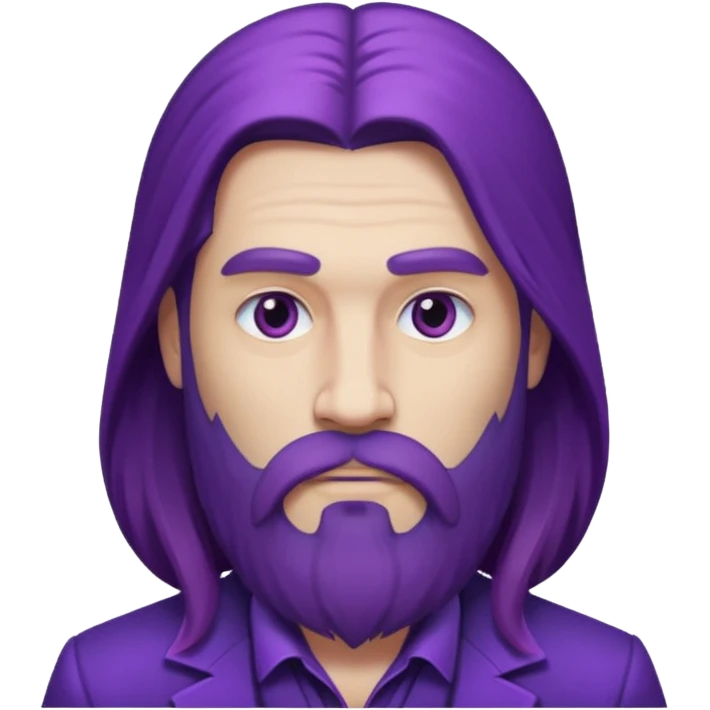 Give me png of a character having bold masculine beard and hairs with white skin which should look similar to a gangster, the colour tone should be purple, long hairs and long beard emoji