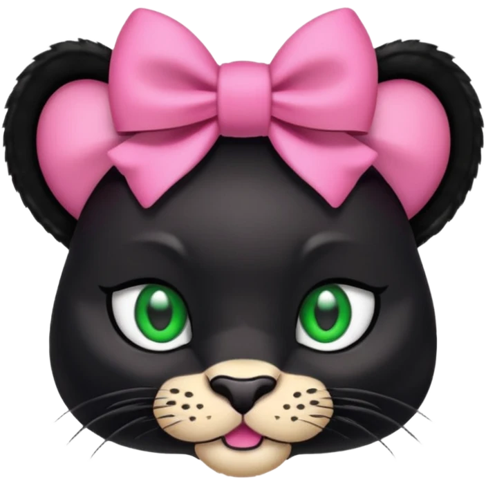 panther with a large pink bow on its head emoji
