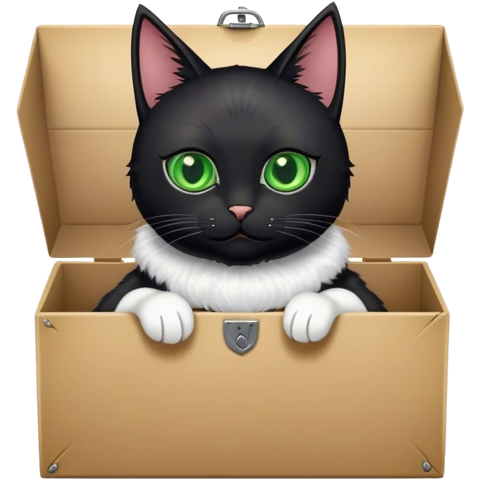 black cat in a box wearing lederhosen  emoji