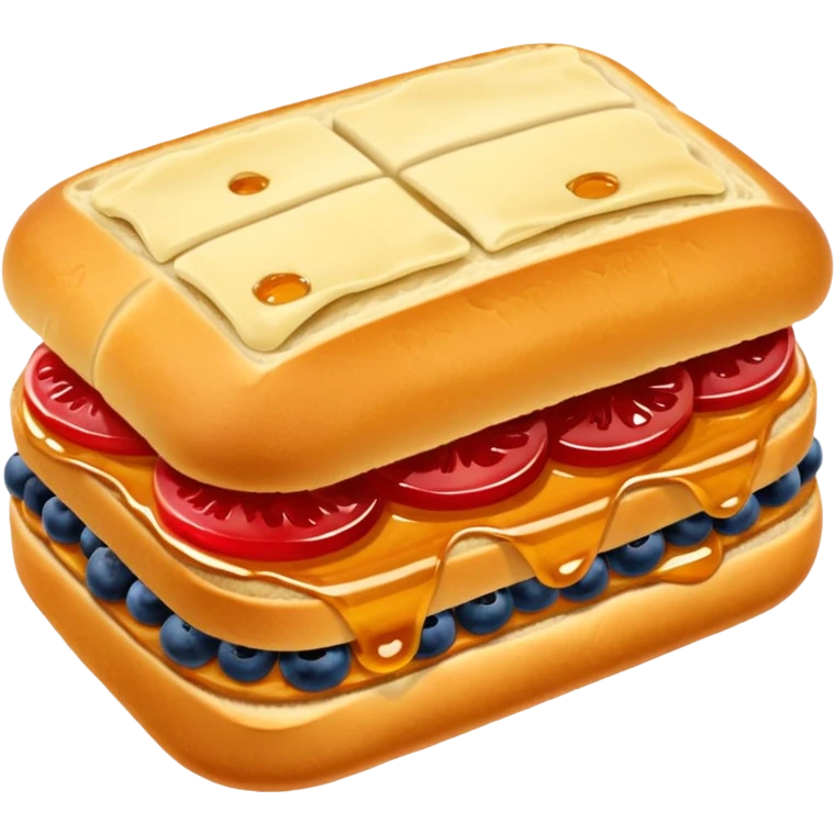 Un sandwich dorato con marmellata e mirtilli emoji