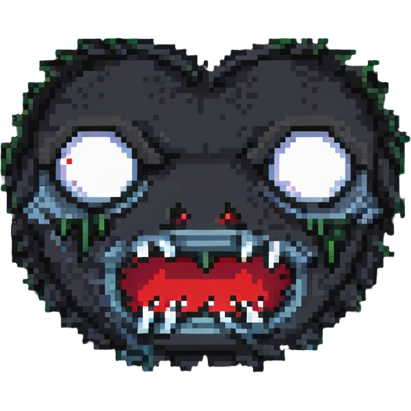 horror sackface with jagged stitched mouth and one eye emoji