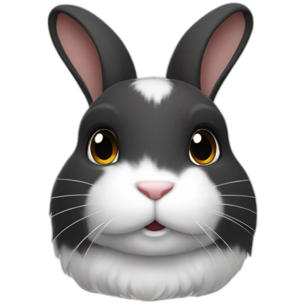 Lapin hollandais noir et blanc emoji