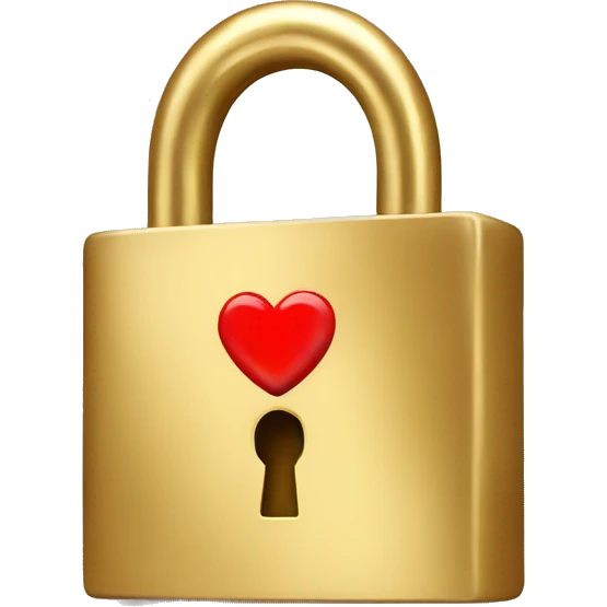 A gold padlock with a red heart emoji
