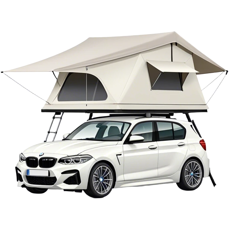 BMW M140i in white with roof tent  emoji
