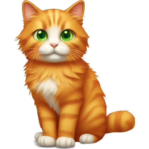 Fluffy orange cat with green eyes emoji