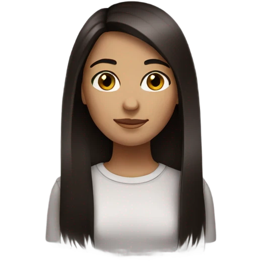 Dark Brunette with straight hair and brown eyes emoji