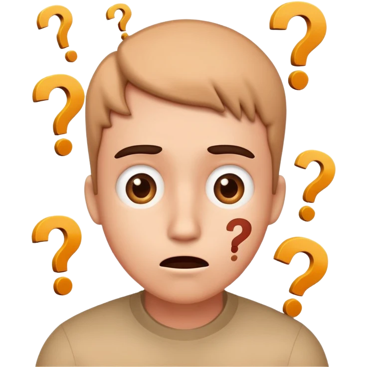 A confused character with question marks around its head emoji
