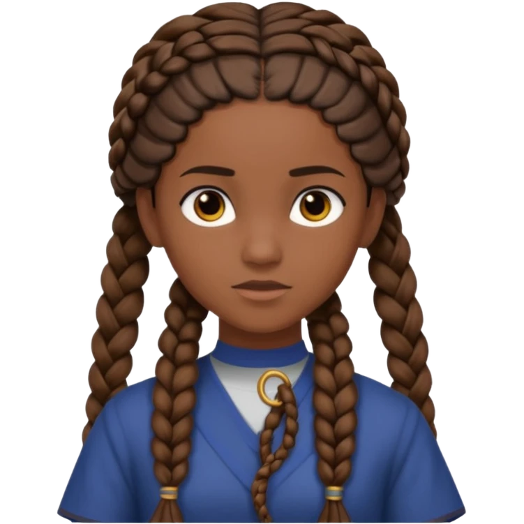 Black Annabeth Chase with brown hair half up hair with her whole head covers in braids no braids in the front emoji