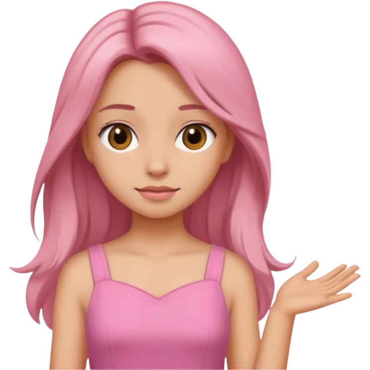 Girl with loose hair in a pink dress emoji