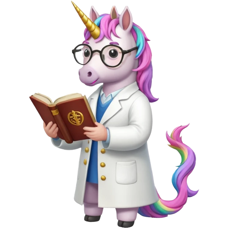 Unicorns read book
A full body of scholar unicorn wearing round glasses, reading a thick ancient tome.












 emoji