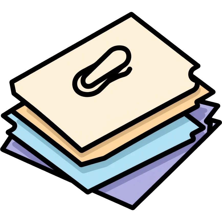 stack of papers with paperclip emoji