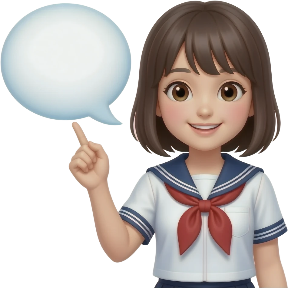 beautiful schoolgirl  with speach bubble emoji