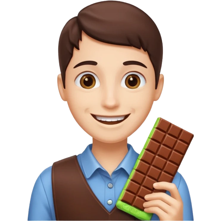 a chocolate bar being sold by a human emoji