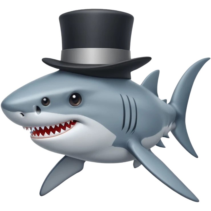 Shark with a top hat emoji