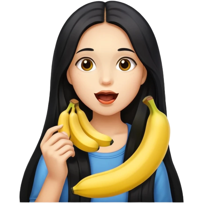 Girl Latina hair long black eating banana  emoji