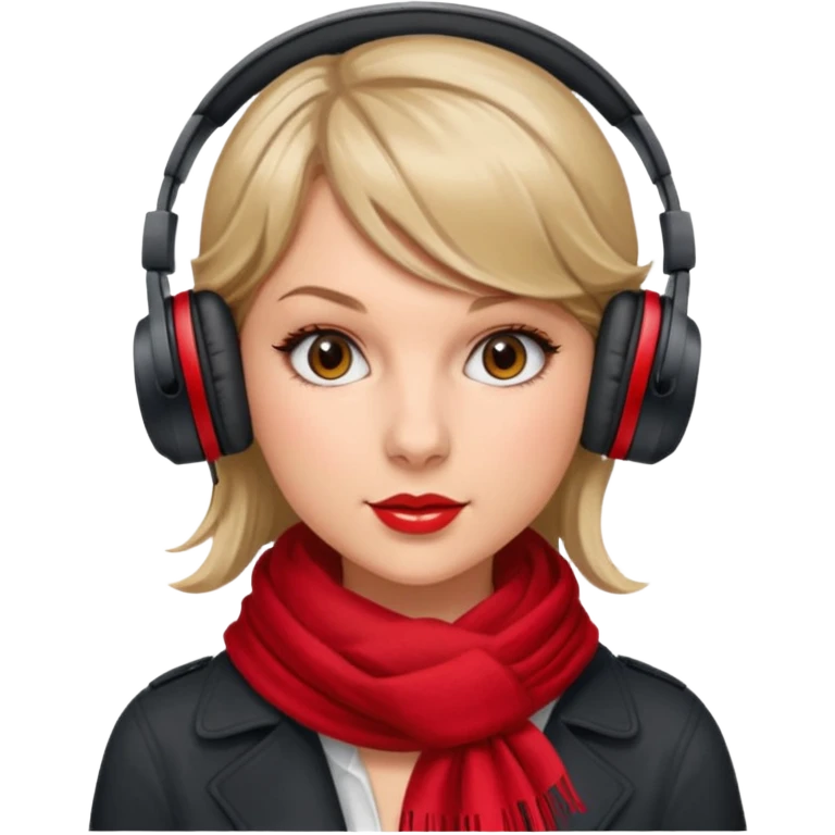 taylor swift with red scarf wearing headphones emoji