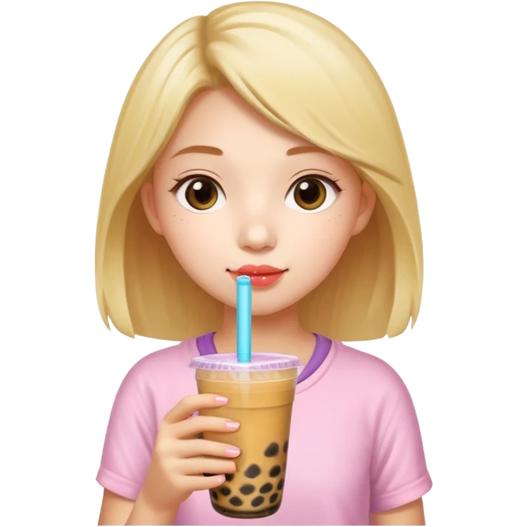 Teenage girl drinking bubble tea  emoji