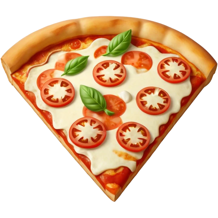 margarita pizza whole with one slice missing, basil leaves on top emoji