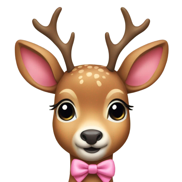 Cute deer with a pink bow emoji