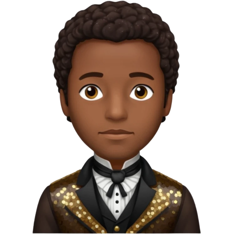 Solomon Northup with dark brown hair, dark brown sequin outfit  emoji