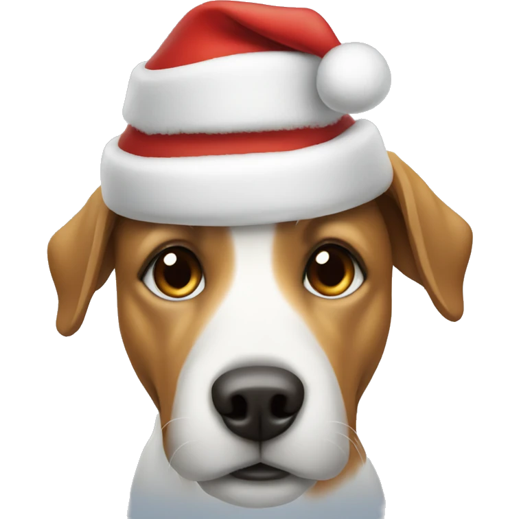 Dog wearing a Santa hat emoji