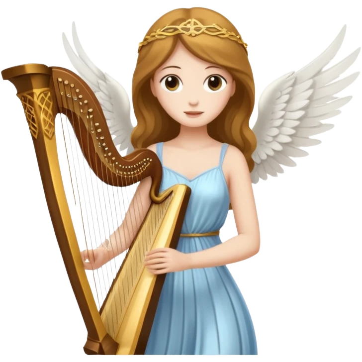 Muse of inspiration with wings and a harp in her hand emoji