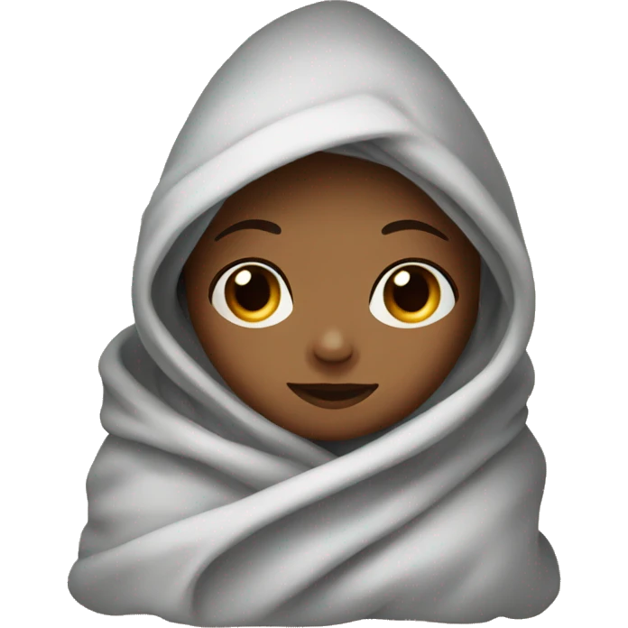 cozy little girl wrapped in a blanket emoji
