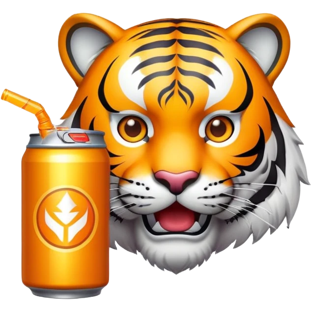 tiger face holding energy drink can for Twitch emote emoji