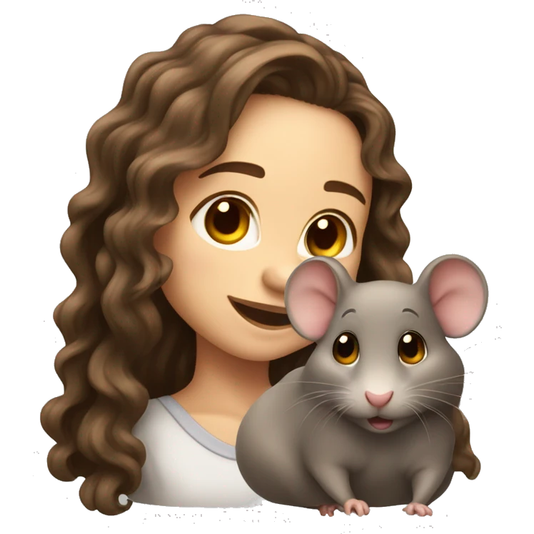 cute girl with long wavy brown hair with two rat emoji