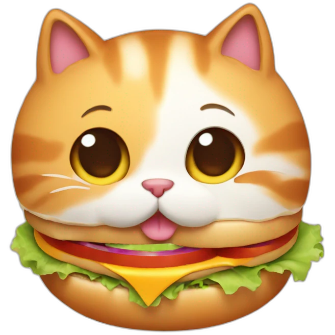 cat eating a burger emoji
