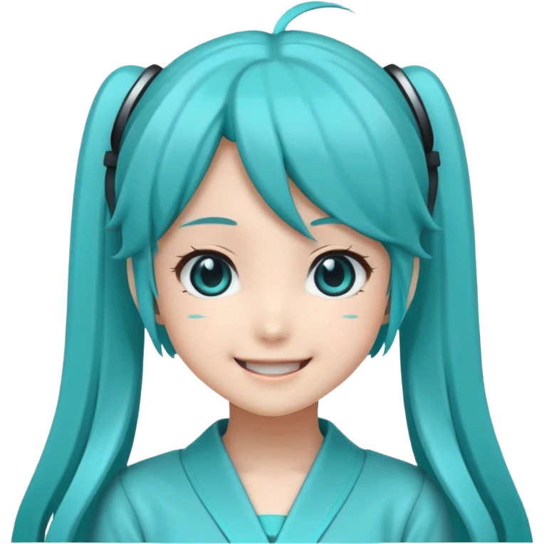 Hatsune Miku as a emoticon and is cute like an anime girl emoji