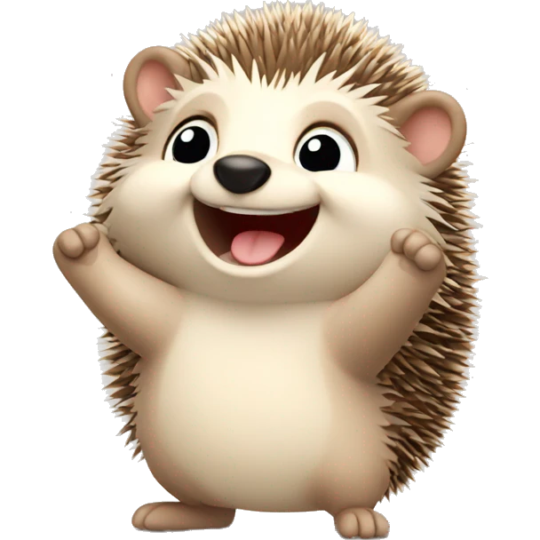 happy cute Hedgehog raising hand emoji