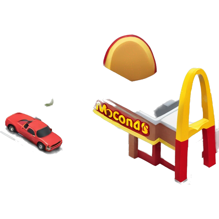 “McDonald’s store with the iconic golden arches, a red and yellow color scheme, and a simple, recognizable design that captures the essence of a fast food restaurant.” emoji