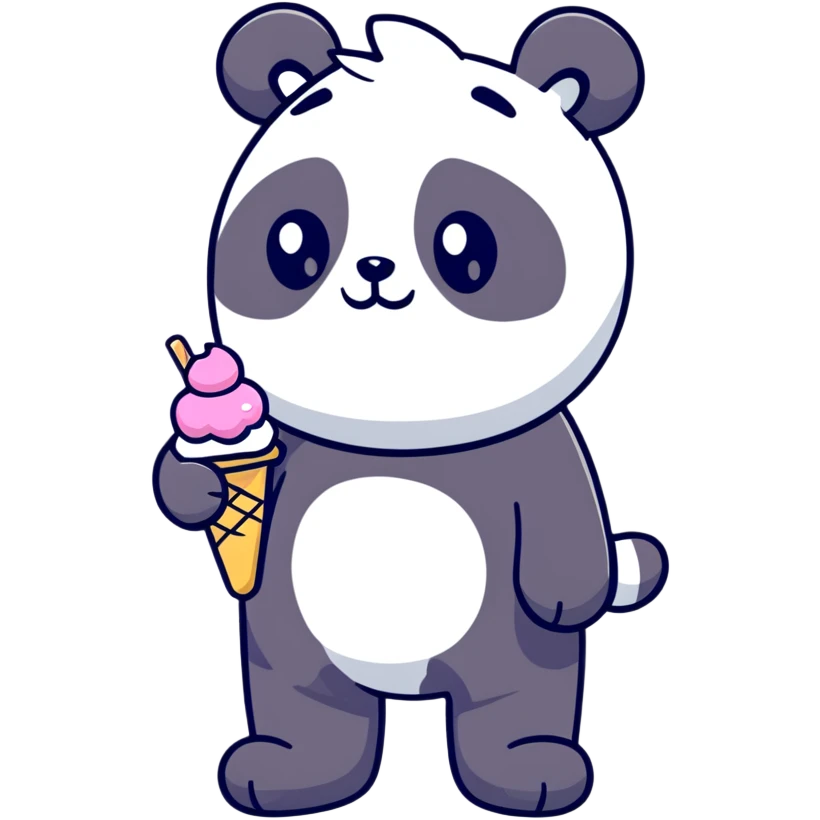 Panda eating ice cream with standing on a branch  emoji