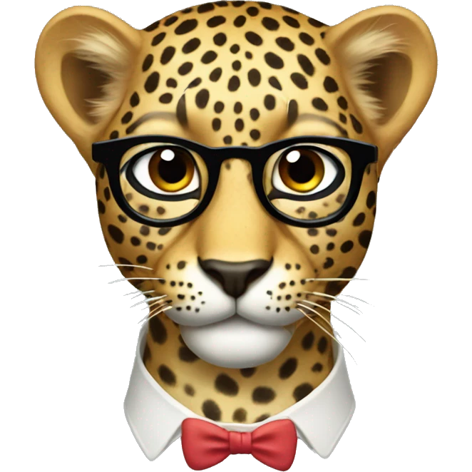 a leopard with a nerd face emoji