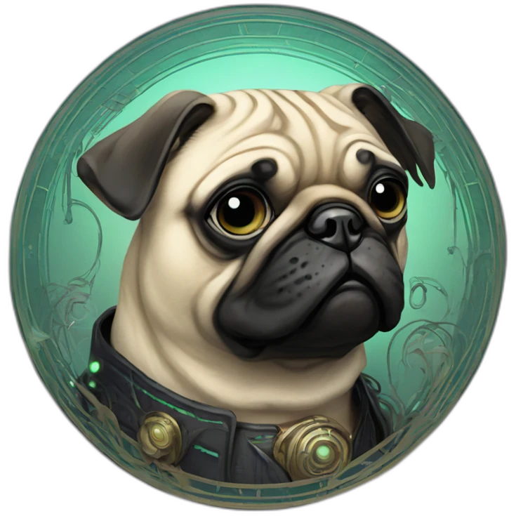 A cyberpunk pug in Art Nouveau style during 1910 emoji
