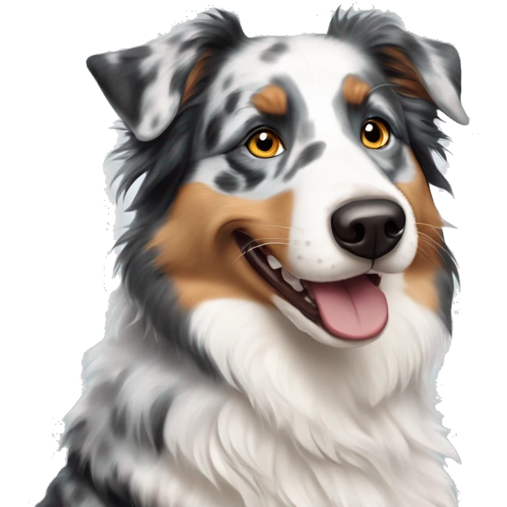 Blue merle australian shepherd smiling with heterochromia emoji