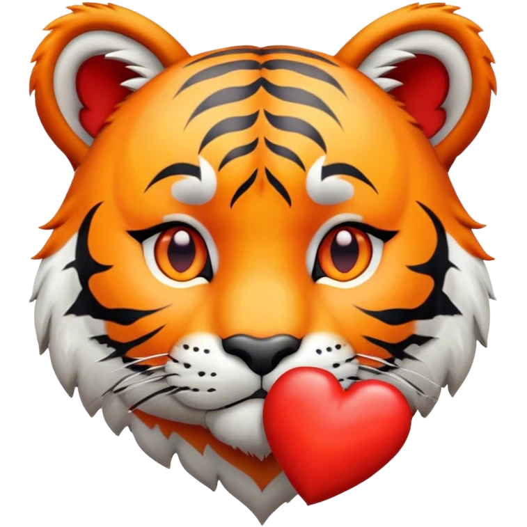 Sad tiger holding heart emoji