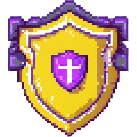 Purple shield with </> code symbols on it emoji