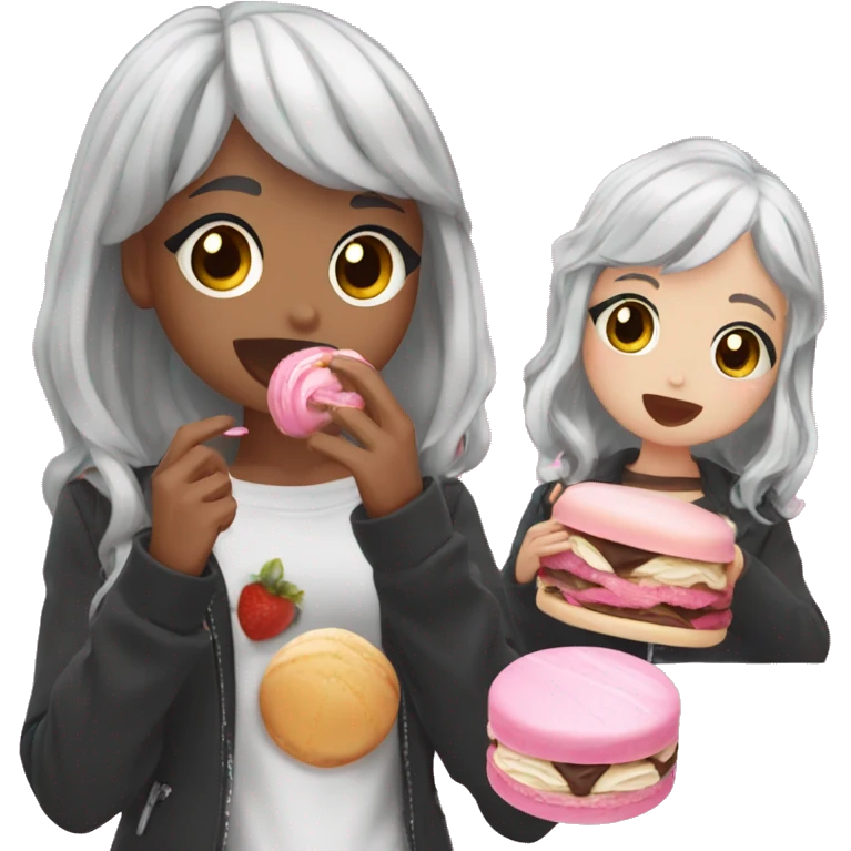 Gacha life girls eating macrons emoji
